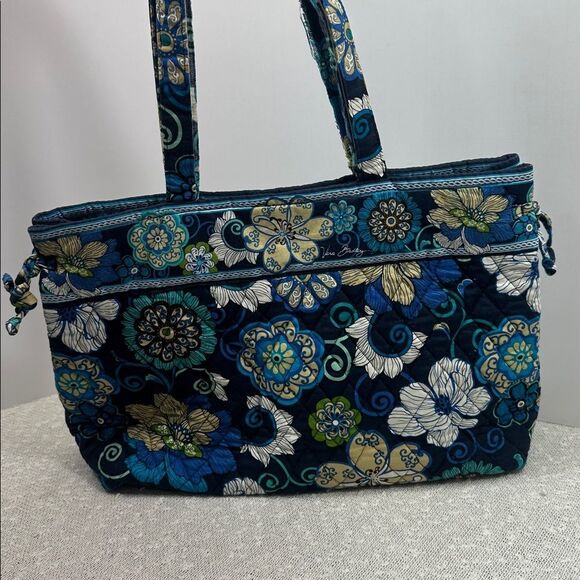 VERA BRADLEY Tie Tote Mod Floral Blue Purse Handbag - Picture 4 of 8